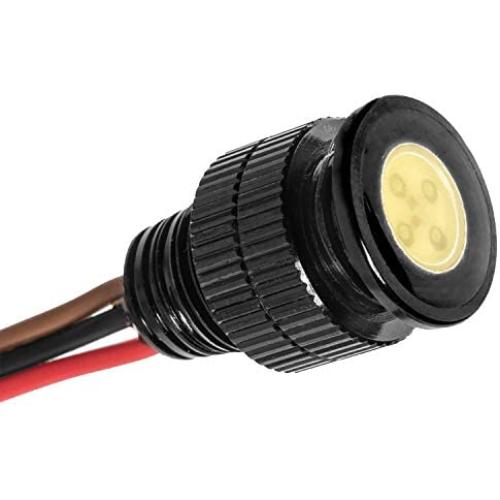 Oznium Bi-Color Amber/White LED Light Bolt - Flush Mount 12V Light for Bumper, Grille, Motorcycle w/Sleek Black Aluminum Housing & Screw Nut, Fits 11 mm Hole