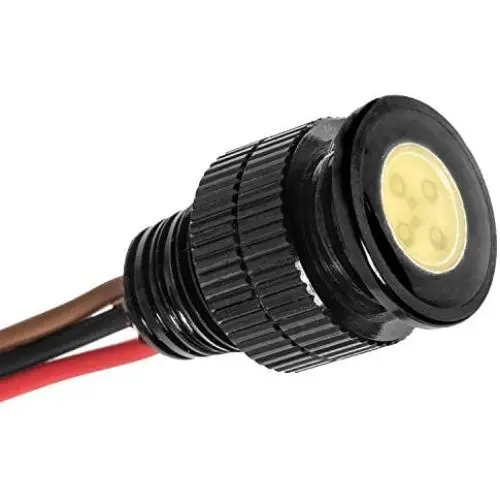 Oznium Bi-Color Amber/White LED Light Bolt - Flush Mount 12V Light for Bumper, Grille, Motorcycle w/Sleek Black Aluminum Housing & Screw Nut, Fits 11 mm Hole