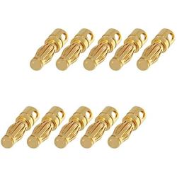 Heyiarbeit 10pcs Male 4mm Bullet Connector Gold Plated Banana Plug Connector Adapter for RC Lipo Battery ESC Motors