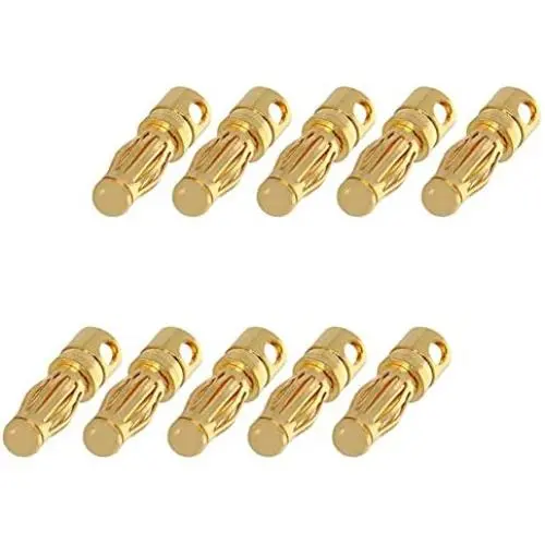 Heyiarbeit 10pcs Male 4mm Bullet Connector Gold Plated Banana Plug Connector Adapter for RC Lipo Battery ESC Motors