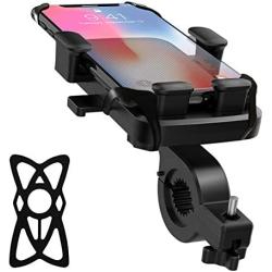 Bike & Motorcycle Phone Mount Anti Shake and Stable 360° Rotation Universal Bicycle Phone Mount Holder Stand Cradle Clamp Compatible for Any Smartphones GPS Other Devices Between 4.7 and 6.5 inches