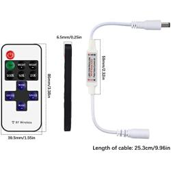 RGBZONE 2 Pack 11-Key RF Mini Wireless Remote Controller with DC 5-24V Connector for 5050 3528 5630 RGB LED Strip Lights