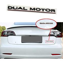 YHCDSEA Model 3 Y Dual Motor Badge Emblem Sticker Plaid Decor Compatible for Tesla Model 3 Y X S Accessories (Dual Motor-Matt Black)