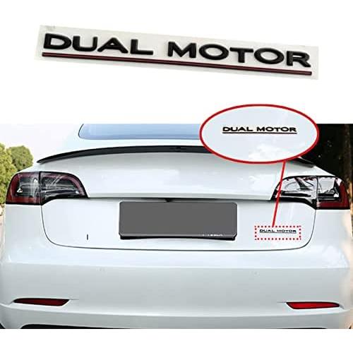 YHCDSEA Model 3 Y Dual Motor Badge Emblem Sticker Plaid Decor Compatible for Tesla Model 3 Y X S Accessories (Dual Motor-Matt Black)
