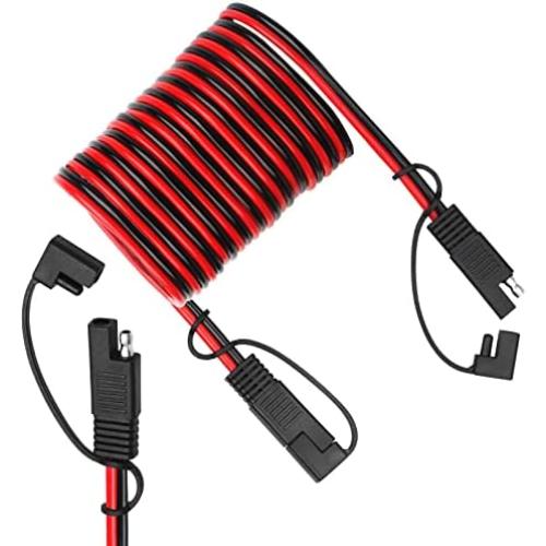 PAEKQ 16AWG SAE Extension Cable 10FT Solar Extension Cable Quick Disconnect Wire Harness 16 Gauge SAE to SAE Heavy Duty Extension Cable forAutomotive Marine Motorcycle Cars RV(10Feet)