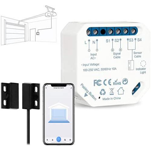 LoraTap Smart WiFi Garage Door Opener Controller, Wireless Remote Control Switch Timer Open/Close Monitor, Smart Life App Control, Voice Control, Works with Alexa and Google Home, No Hub Required