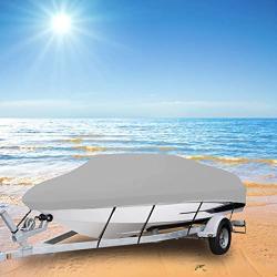 600D Boat Cover 20-22ft Oxford Fabric Heavy Duty Waterproof Trailerable Boat Cover V-Hull,Tri-Hull,Fishing Boat,Bass Boats,Pro-Style,Runabout Grey…