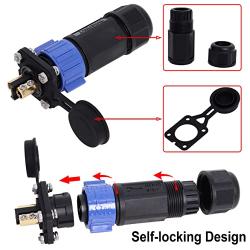 Trolling Motor Plug Receptacle Set 2-Wire Configuration by Wadoy, Waterproof Marine Boat Power Connector 12/24/36/48 Volt Marine Plug