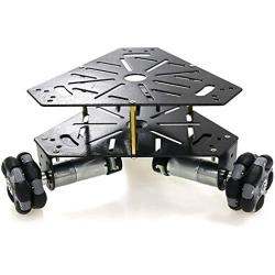 2021 SZDoit Premium Omni Wheel Metal Robot Car Chassis for Arduino / Raspberry pi, ROS Robot Platform with 3 DC High Torque Encoder Motor and 58mm Omnidirectional Wheel, DIY RC Toy Kit