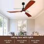 Ghicc Ceiling Fan with Light Remote Control 52Outdoor Ceiling Fan Modern 3 Wood Blade Ceiling Fans with Lights Noiseless DC Motor