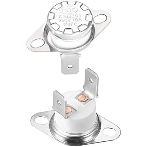 uxcell KSD301 Thermostat 250°C/482°F 10A Normally Closed N.C Adjust Snap Disc Temperature Switch 2pcs