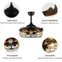 Siljoy 48 Industrial Ceiling Fan with Lights, Black Fandelier Retractable Ceiling Fan with Remote, Vintage Caged Chandelier Fan Light Fixture for Living Dining Room Bedroom, 5 x E26 Not Included