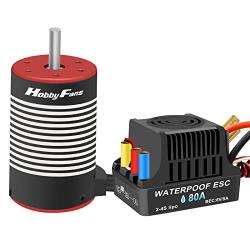 Hobby Fans Waterproof 80A Brushless ESC with 3660 3300KV Brushless Motor 5mm Shaft for 1/10 RC Car Crawler