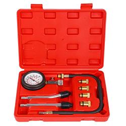 8PCS Compression Tester Kit 0-300 PSI Petrol Gas Engine Cylinder Pressure Gauge Automotive Tool for Motorcycle Car Truck