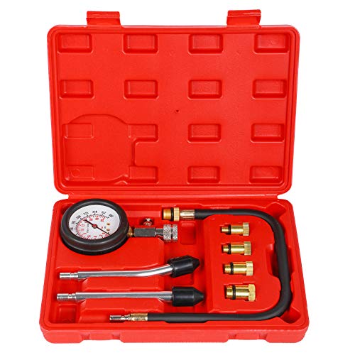8PCS Compression Tester Kit 0-300 PSI Petrol Gas Engine Cylinder Pressure Gauge Automotive Tool for Motorcycle Car Truck