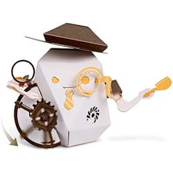 ROBOTRY Moving Paper Robots Making Kit, ARR | Spur Gear - Learn Very Basic 5 Robot Mechanisms | Intermediate 3D Puzzles DIY Paper Crafts for Kids & Seniors | STEM Educational Science Kits