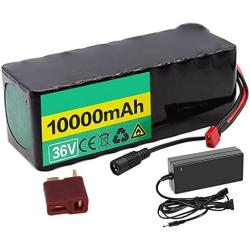 Jieoto 36V 10000mAh Lithium Battery 10Ah 10S 2P T-Plug E-Bike Li-ion Battery Pack Suitable for 500W 350W 250W 200W Electric Bicycles Motors with Charger and BMS
