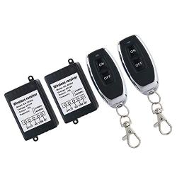 DC 12V 1CH 433Mhz RF Relay Smart Wireless Remote Control Light Switch, 2 Transmitters with 2 Relay Receiver