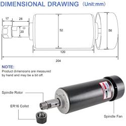 Daedalus CNC Spindle Motor Kit, 500w, ER16, Brushed