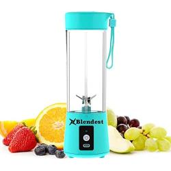 Blendest Portable Blender, USB Travel Juice Cup Personal Travel Blender Baby Food Mixing Machine with Updated 6 Blades with Powerful Motor Speed 18,000 rpm Rechargeable Battery,13.5 OZ (400ml) Mint Blue