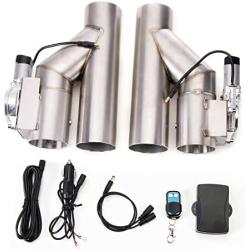 RJSPHH 3 Inch Electric Exhaust Cutout Motor E-cut Valve Kit, Catback Single Y Pipe 2 pcs with One Controller Remote Kit