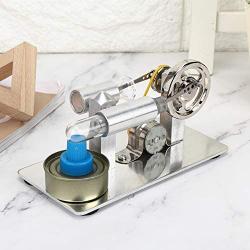 Garosa Stirling Engine Model, Stainless Steel Heat Steam Engine Physical Power Generation Experimental Tool Gift for Home School Kids Education