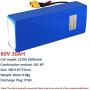 Jieoto 60V 30AH E-Bike Lithium Battery Pack High-Capacity Waterproof Lithium Battery Suitable for 500W 750W 1000W 1200W 1500W 1800W 2000W Scooter Electric Motorcycles Motor with Charger