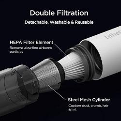 Litheli Cordless Handheld Vacuum, 10000Pa/6000Pa LiteVac Mini Vacuum Portable Vacuum Cleaner,0.75LBs, Brushless Motor, HEPA Filter,20 Mins Runtime for Home,Car,Office, with 4Ah Swappable Battery