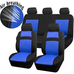 CAR PASS Rainbow Universal Fit 3D Air Mesh Car Seat Cover with 5mm Composite Sponge Inside,Airbag Compatible (Black Blue)