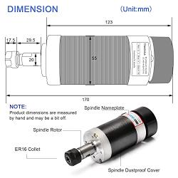 Daedalus CNC Brushless Spindle Motor Kit, 400w, ER16, 48V DC, 12000RPM