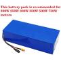 Grideto 48V Electric Bicycles Lithium Battery 48V 15AH 13S 5P E-Bike Battery with BMS Protection and Charger for 750W 500W 350W 250W 200W EBike Motor