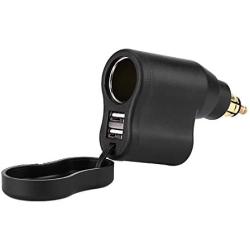 Tgoon Plug USB Charger, Adapter for Plug Outlet Motorcycle Dual USB Charger Power Adapter Cigarette Lighter for Hella DIN Plug