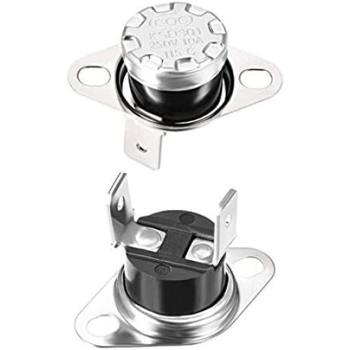 uxcell KSD301 Thermostat 115°C/239°F 10A N.C Adjust Snap Disc Temperature Switch for Microwave,Oven,Coffee Maker 2pcs