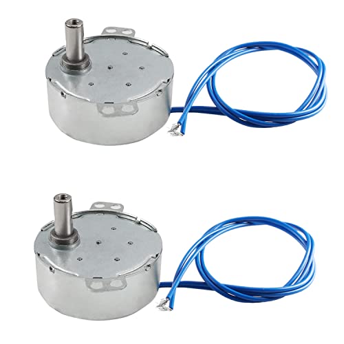 Fielect 2Pcs Synchronous Motor AC 110V 5-6RPM Turntable Motor CW/CCW Direction 4W TYC-50 Single Flat Shaft