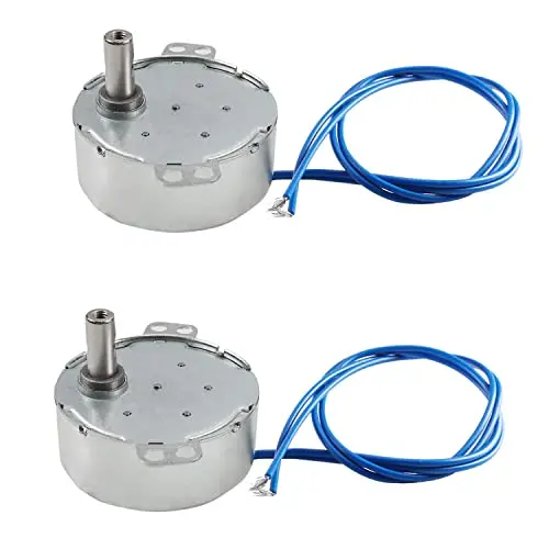 Fielect 2Pcs Synchronous Motor AC 110V 5-6RPM Turntable Motor CW/CCW Direction 4W TYC-50 Single Flat Shaft