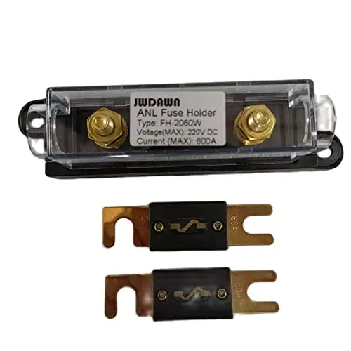 JWDAWN 1Pc ANL Fuse Holder +2Pcs Bolt On Stud ANL Fuse 60A 60 Amp for Golf Cart Electric Forklift Vehicle Material Handling Truck Motor Controller Battery Charger Scissor Lifts Boat Accessories