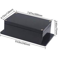 Otdorpatio Junction Box IP65 Waterproof ABS Plastic Electrical Project Case Power Junction Boxes, Project Box with Fixed Ear Black 7.87 x4.72 x2.95 inch (200x120x75 mm)