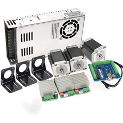 RATTMMOTOR 3 Axis USB Mach3 CNC Controller Kit 57mm Dual Shaft Nema23 Stepper Motor & Bracket+CNC Motion Control Board Mach3 USB Card+TB6600 Stepper Motor Driver+350W 24V DC Switching Power Supply