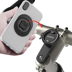 Bike Phone Mount for Mountain Bicycle, Universal Aluminum Road Bike Stem Cap Cell Phone Holder, Connect Quickly Riding Clip Stand, MTB Handlebar Clamp Quick Release for iPhone Samsung Google-Black