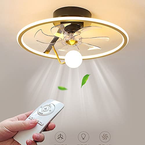 FIZZOQI Modern Simply 360 Degree Rotary Ceiling Fan Light Dining Room Bedroom Fan Lamp DC Motor 3 Speed with Remote Controller Fan Light Integrated Chandelier with Electric Fan