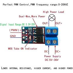 LGDehome 5PCS DC 5V-36V 15A(Max 30A) 400W Dual High-Power MOS Transistor Driving Controller Module FET Trigger Switch Drive Board 0-20KHz PWM Electronic Switch Control Board DC Motor Speed Controller