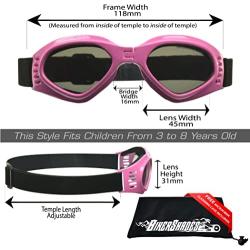 Bikershades Kids Safety Sunglass Goggles Foldable Boys Girls 3 to 8 Years Old Motorcycle Motor-Cross Extreme Sports Skiing