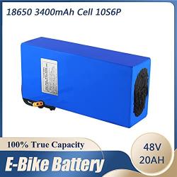 Jieoto Ebike Battery Pack 48V 20Ah 10S6P Electric Bike Lithium Battery with 2A Charger Suitable for 250W 350W 450W 750W 500W 800W 1000W 1200W Electric Bicycle Scooters Tricycles Motor