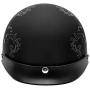 VCAN Cruiser Solid Flat Black Half Face Motorcycle Helmet with Drop-Down Sun Visor, Removable Peak and Quick Release Buckle (Scramble Line, Medium)