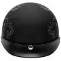 VCAN Cruiser Solid Flat Black Half Face Motorcycle Helmet with Drop-Down Sun Visor, Removable Peak and Quick Release Buckle (Scramble Line, Medium)