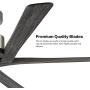 WINGBO 54 Inch DC Ceiling Fan without Lights, 5 Reversible Carved Solid Wood Blades, 6-Speed Noiseless DC Motor, Ceiling Fan No Light with Remote, Brushed Nickel Finish with Gray Blades, ETL Listed