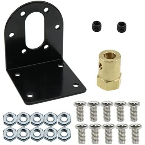 ZZHXSM 1Set 37mm DC Geared Motor Mounting L Shaped Bracket Gear Reduction Motor Holder with 6mm Hexagonal Coupling and Mounting Screws and Nuts