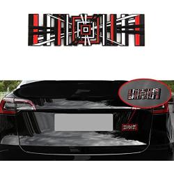 YHCDSEA Model 3 Y Automotive 3D Alloy Plaid Badge Sticker Mark Car Emblem Plaid Badge Decor Compatible for Tesla Model 3 Y X S (Black Red)