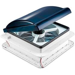 Hike Crew 14” RV Roof Vent Fan – 12V Motorhome Fan w/ 3 Speed Intake & Exhaust – Manual Crank Lift & Smoke Lid – Includes Screws & Garnish