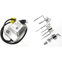 BBQ Grill Rotisserie Replacement Kit Stainless Steel Rotisserie AC Motor Plus Universal Meat Spit Forks for Weber CharBroil CharGriller Grill Pro etc